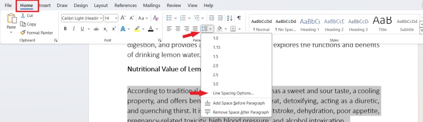 How to space lines and adjust line spacing in Word