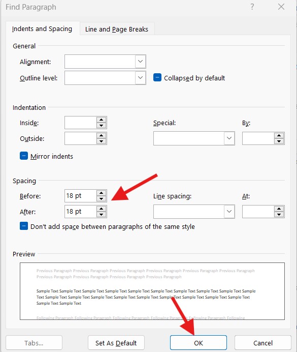 Instructions on how to find and replace formatting in Word 9