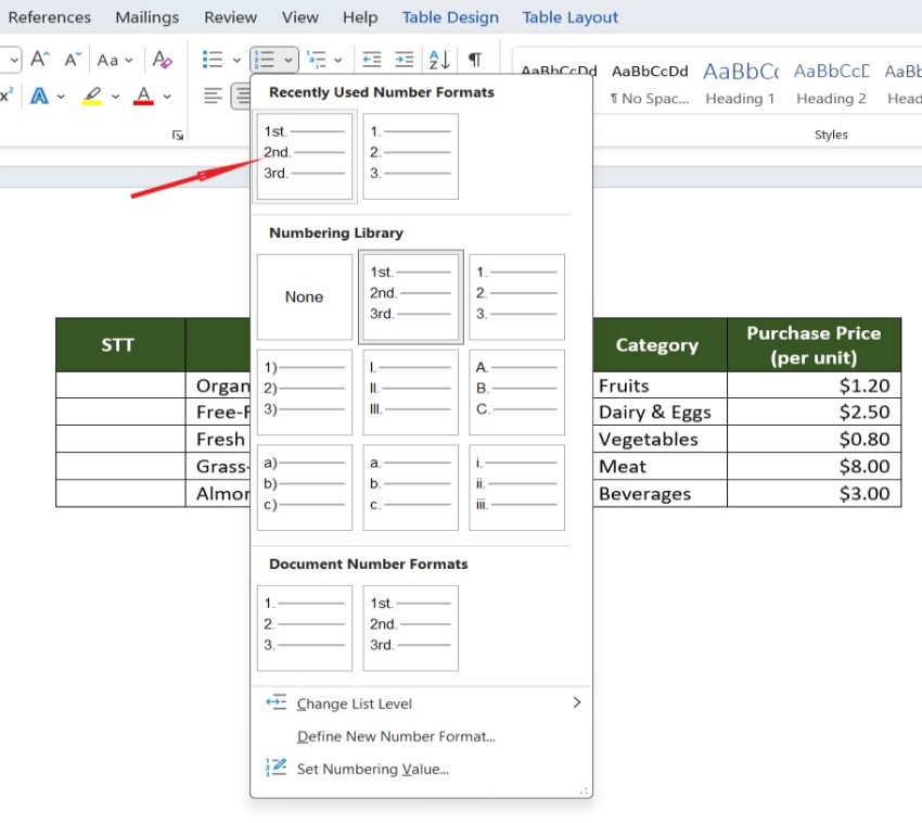 Summary of 4 ways to number in Microsoft Word quickly and simply 1