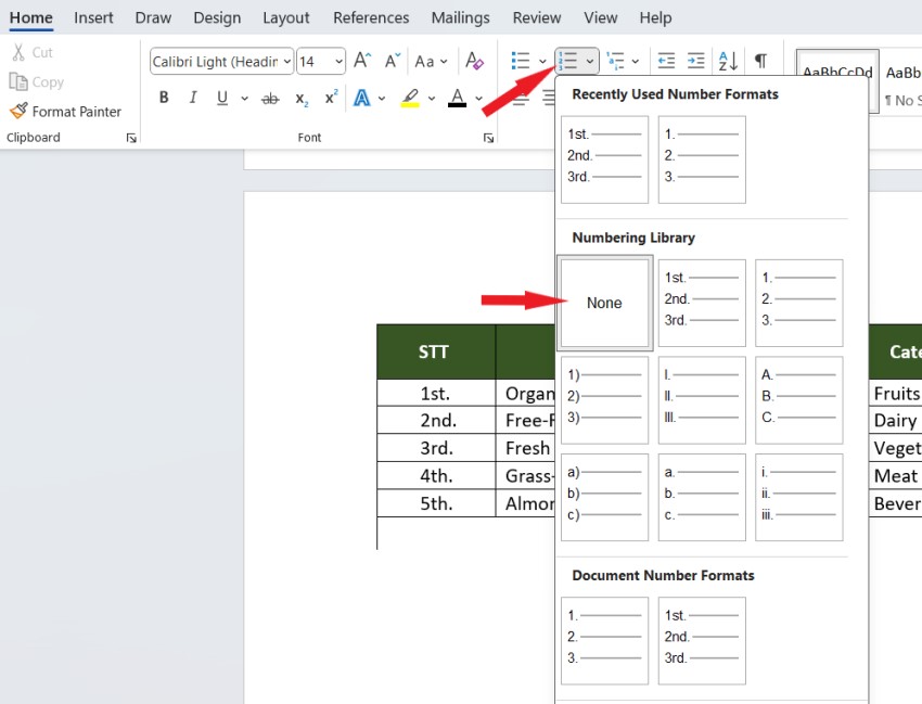 how to number in Microsoft Word 5